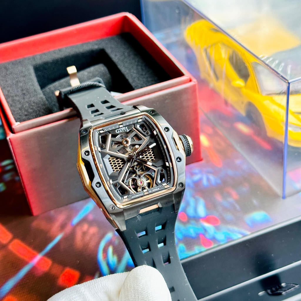 Đồng Hồ Nam Automatic Bonest Gatti BG5502 Rose Gold - Dây Silicone, Size 46mm