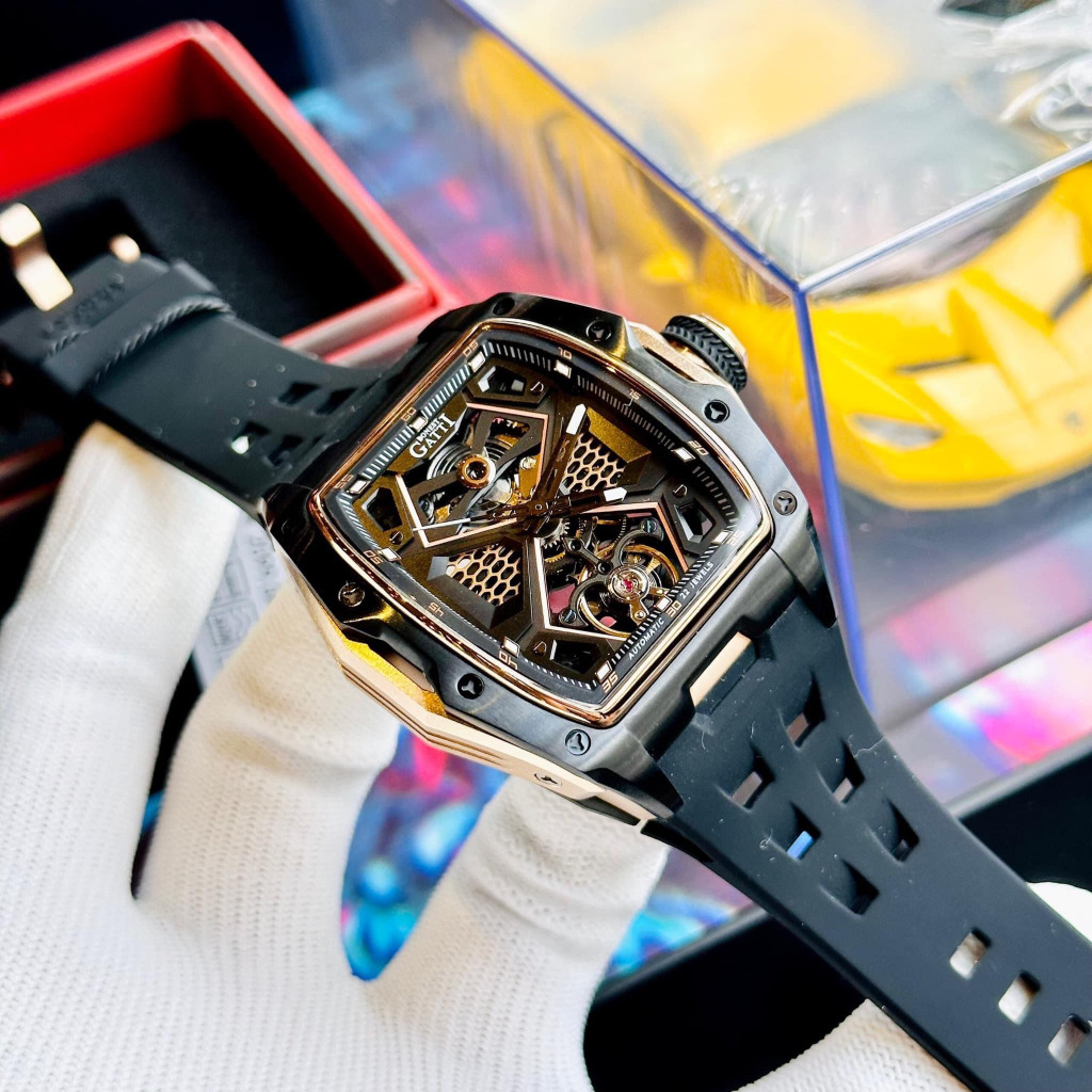 Đồng Hồ Nam Automatic Bonest Gatti BG5502 Rose Gold - Dây Silicone, Size 46mm