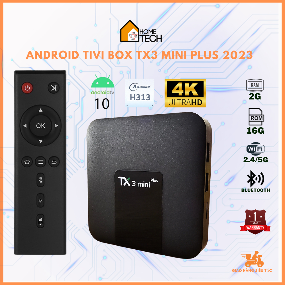 Tv box TX3 mini plus 2023 CPU H313 Android TV 10 Ram 2G bộ nhớ 16G Dual Wifi 2.4/5G Bluetooth, Youtobe chặn Quảng cáo