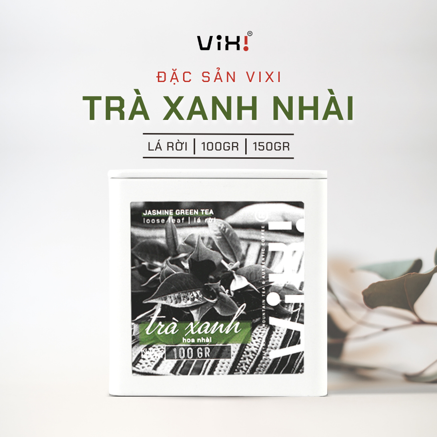 Trà xanh Vixi trà Shan Tuyết cổ thụ đặc sản lá rời ướp nhài hộp 100gr