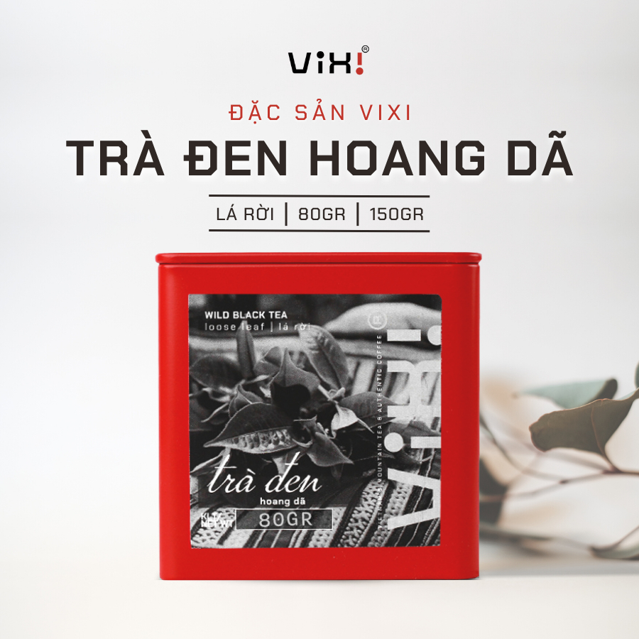 Trà đen ViXi trà Shan Tuyết cổ thụ đặc sản hoang dã lá rời 1 búp 2 lá hộp 80, 150g