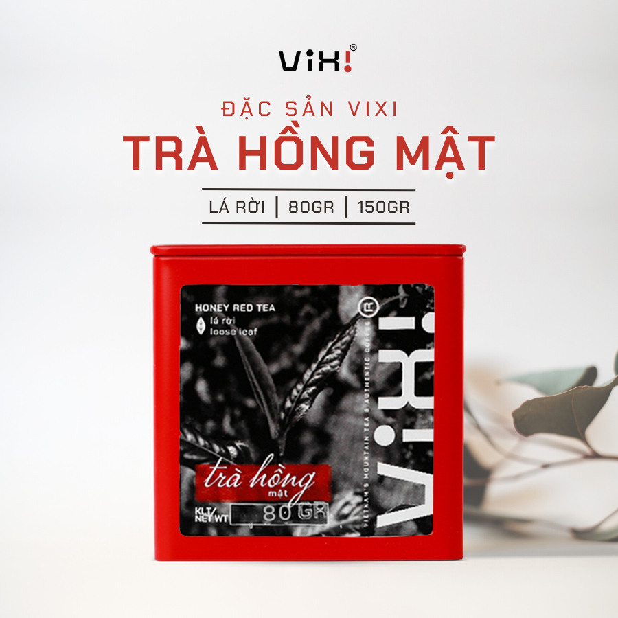Trà hồng mật Shan Tuyết cổ thụ lá rời Vixi loại 1 búp 2 lá hộp 80 - 150gr