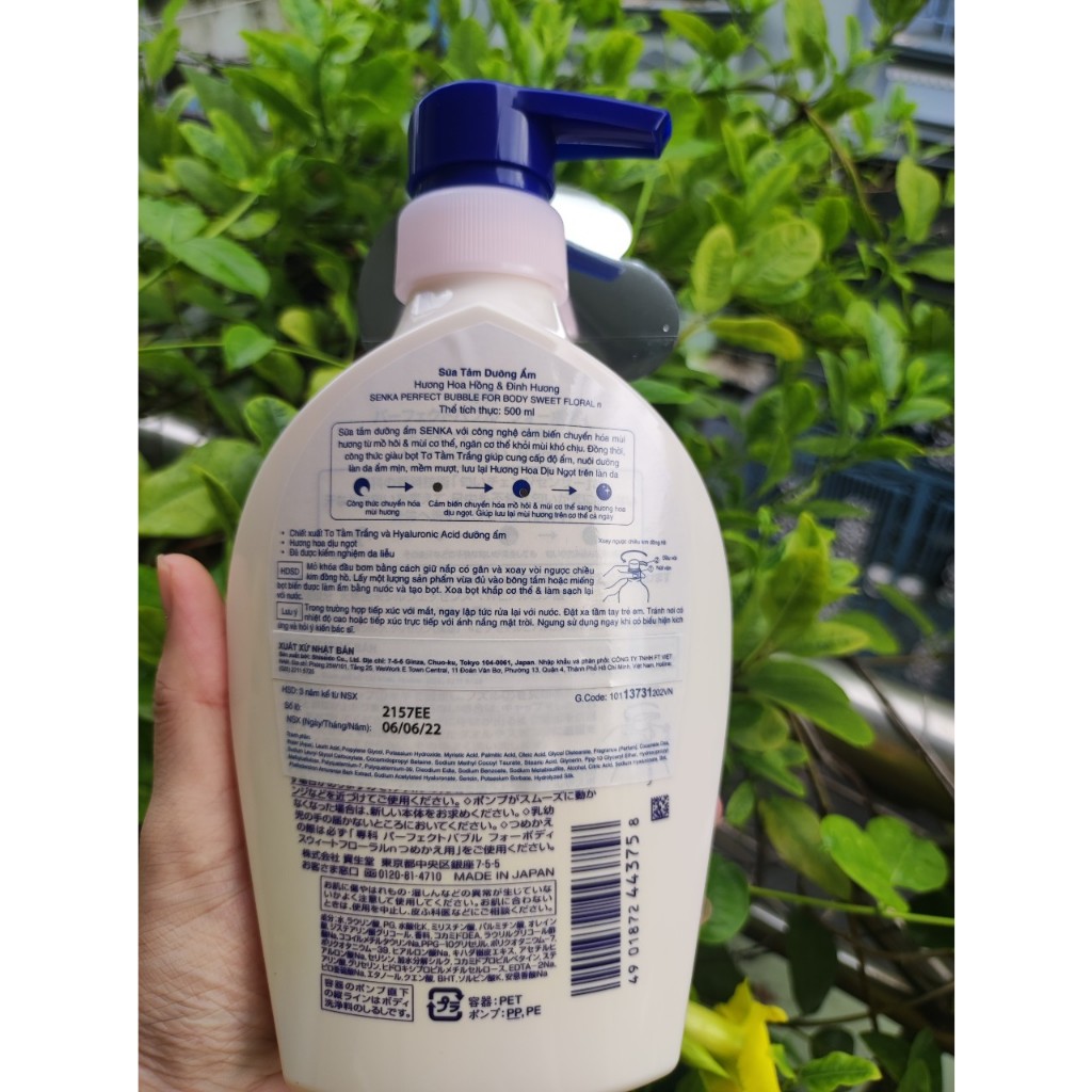Sữa Tắm Dưỡng Ẩm Tạo Bọt Senka Perfect Bubble For Body Sweet Floral 500ml (date 2025)
