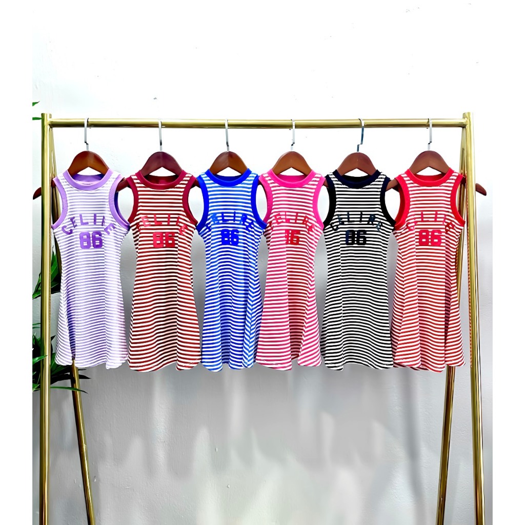 Đầm sọc suông phom A, thun gân mềm, mát, thấm hút mồ hôi