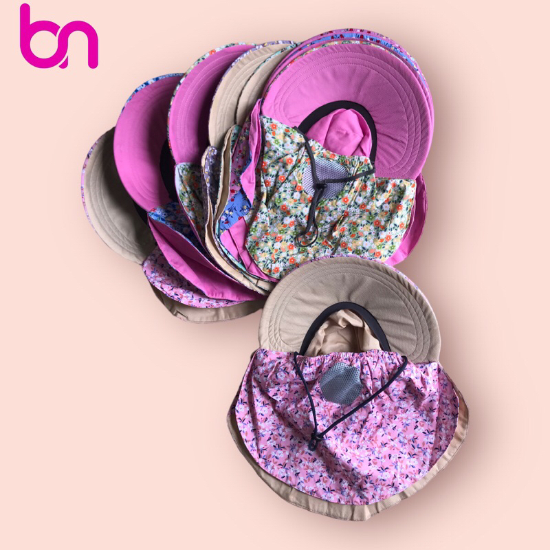 Mũ chống nắng- Nón kèm khẩu trang vải lanh lót lưới thông hơi