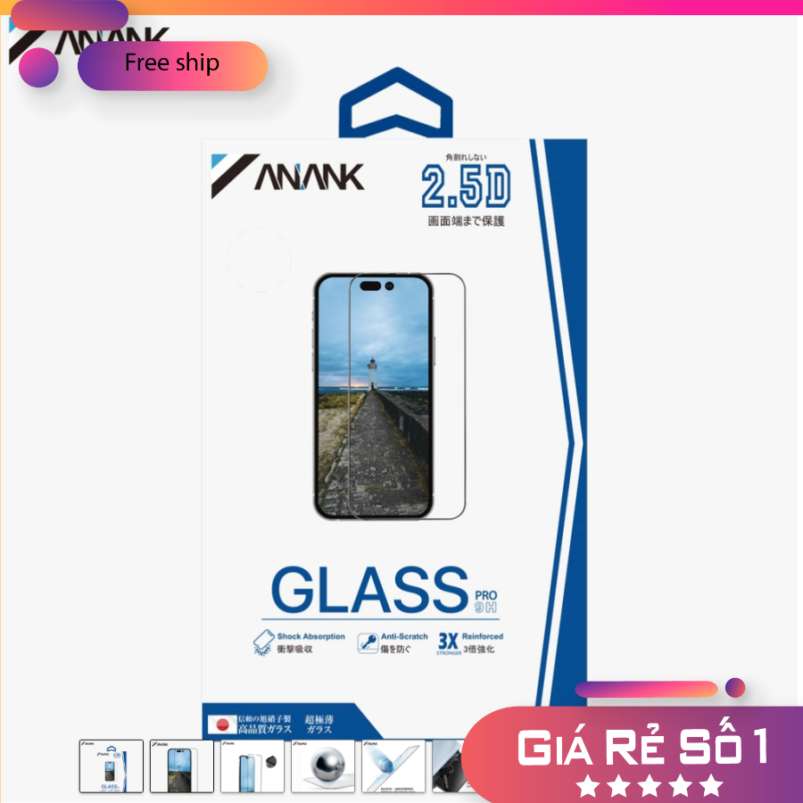 Kính cường lực Iphone ANANK FULL MÀN HÌNH CHO 15, 15 Pro, 15 Pro Max14, 14 pro, 14 pro max, 13, 13 pro, 13 pro max