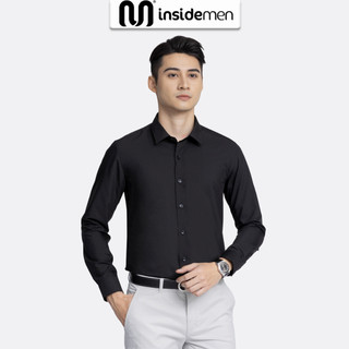 Áo Sơ Mi Nam Đen Dài Tay INSIDEMEN Basic Trơn Form Slimfit Cao Cấp Chất Vải Không Nhăn Mềm Mịn ILS01603