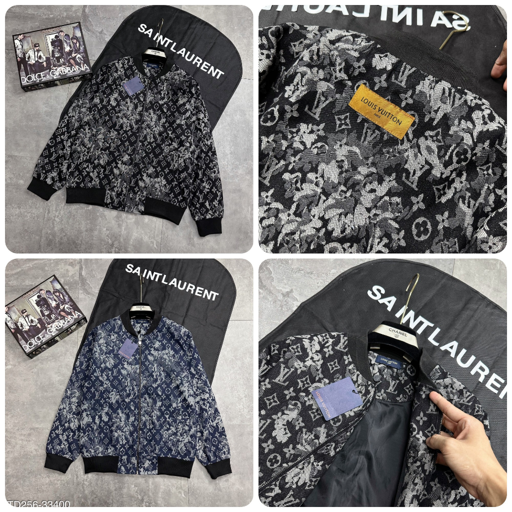 Áo Khoác Bomber L.V Nam Dệt Họa Tiết Monogram Siêu Đẹp - Áo Khoác LV Nam Thêu Tag Cực Nét