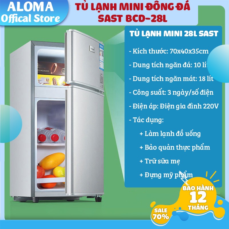 Tủ lạnh mini SAST 28 lít BCD-28L gồm 2 ngăn ngăn đá và ngăn mát, bảo quản thực phẩm, đựng sữa mẹ, tiết kiệm điện
