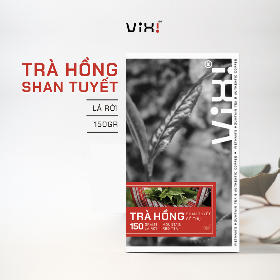 Trà hồng ViXi trà Shan Tuyết cổ thụ, trà lá rời 1 búp 3 lá hộp 150g