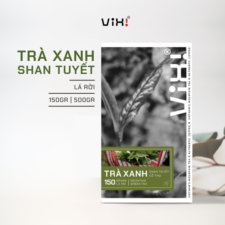 Trà xanh ViXi trà Shan Tuyết cổ thụ lá rời 1 búp 2 lá 150gr - 500gr