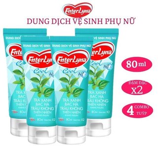 Dung Dịch Vệ Sinh EnterLyna Cool 80ml COMBO4 Trầu Không Bạc Hà Trà Xanh kháng khuẩn khử mùi.