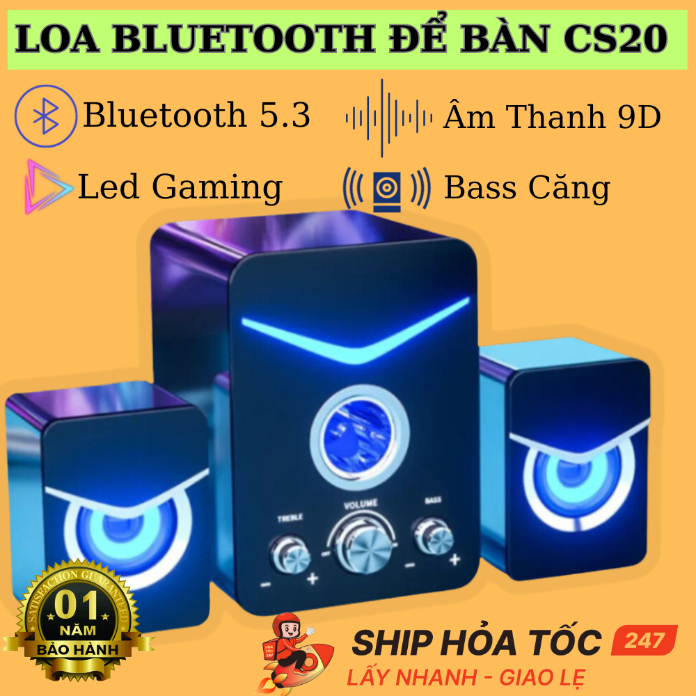 Loa Không Dây Cs20, Loa Máy Tính Kèm Bluetooth Thế Hệ Mới, Âm Bass Hay , Bảo Hành 12 Tháng