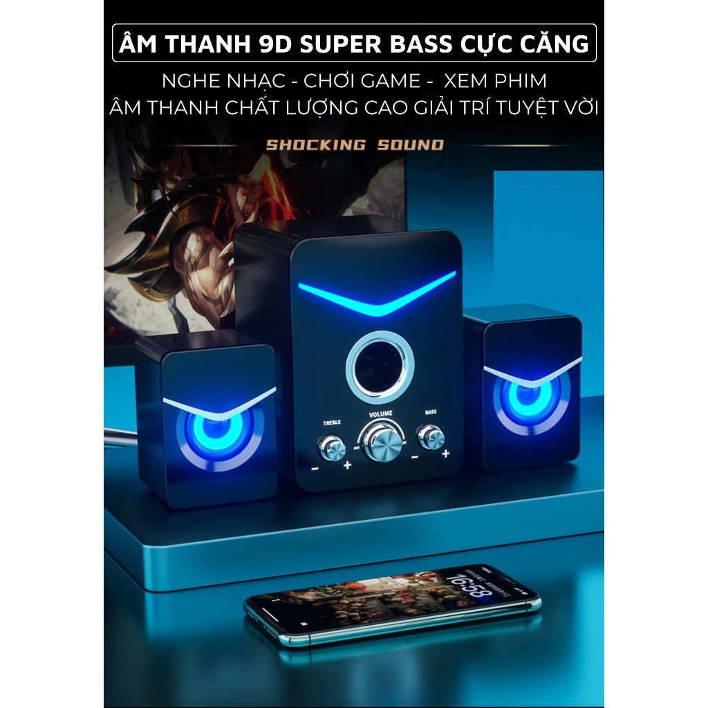 Loa Không Dây Cs20, Loa Máy Tính Kèm Bluetooth Thế Hệ Mới, Âm Bass Hay , Bảo Hành 12 Tháng