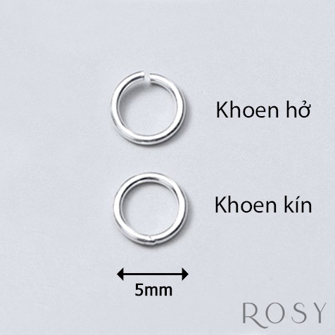 Khoen tròn loại hở và hàn kín, chêm tròn C108 - Bạc 925 - nguyên liệu làm vòng tay handmade DIY