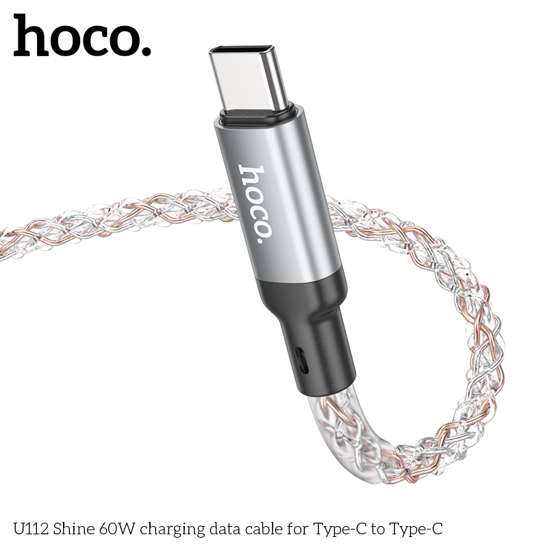 Cáp sạc nhanh Hoco U112 cổng LN / TypeC / TypeC to LN 20W / TypeC to TypeC 60W Led siêu đẹp, dài 1M