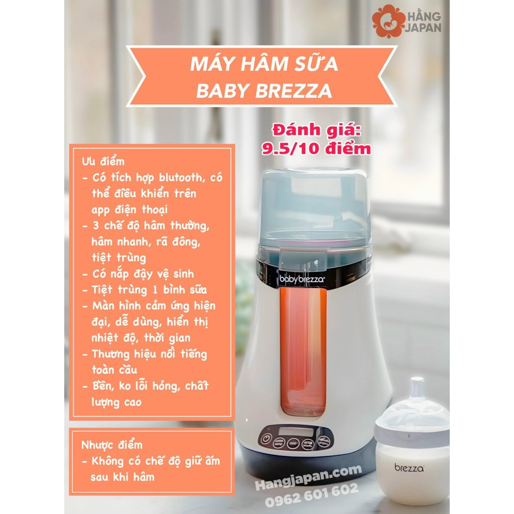 Máy hâm sữa Baby Brezza 2 chế độ nhanh thường, có kết nối Bluetooth, chế độ tự ngắt - Hàng chính hãng bảo hành 1 năm