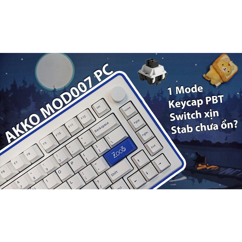 Kit bàn phím AKKO MOD007PC màu trắng, mạch xuôi, 1 mode, không led, hotswap 5 pin