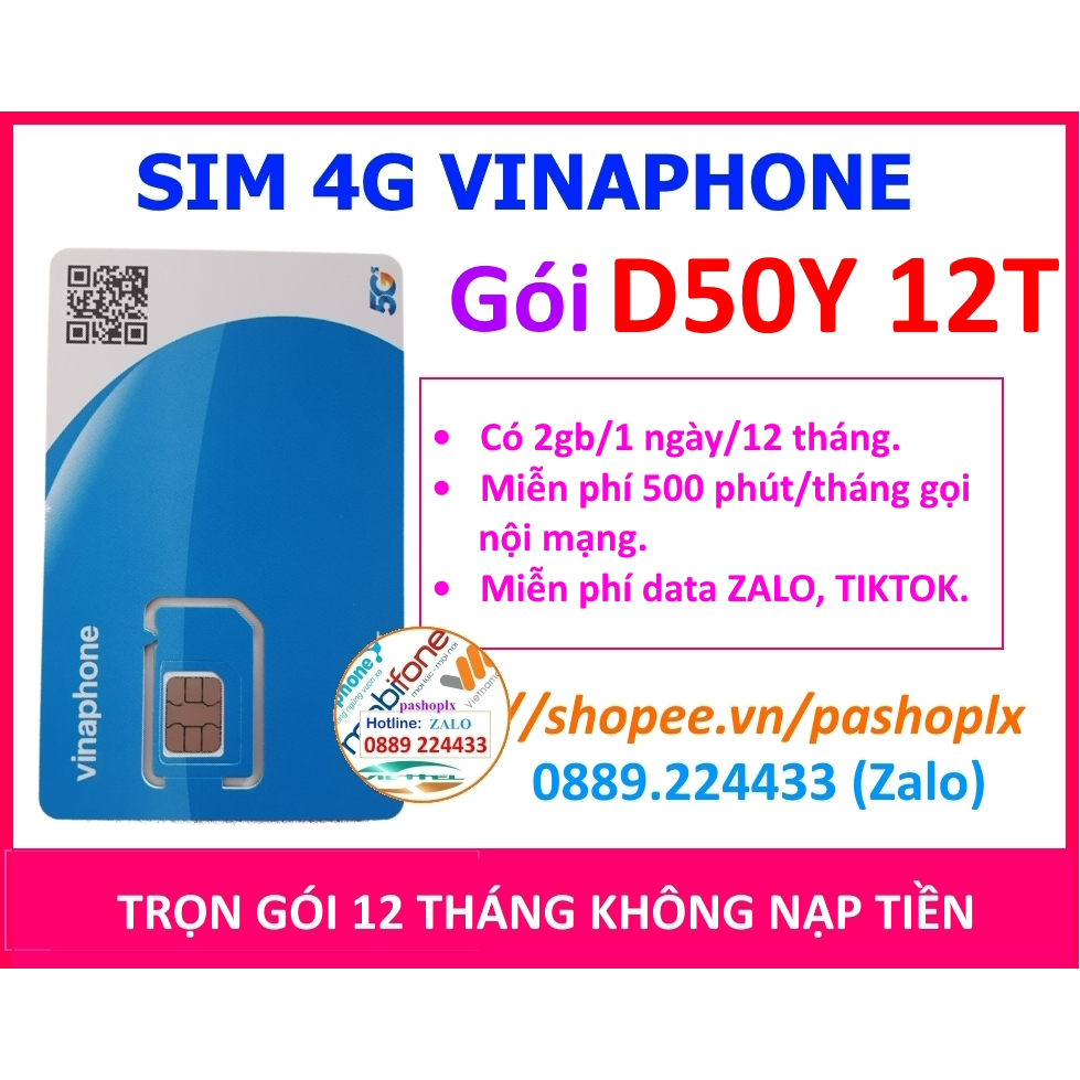 SIM 4G VINA  VD149 VD89P TRỌN GÓI 12 THÁNG KHÔNG CẦN NẠP TIỀN.