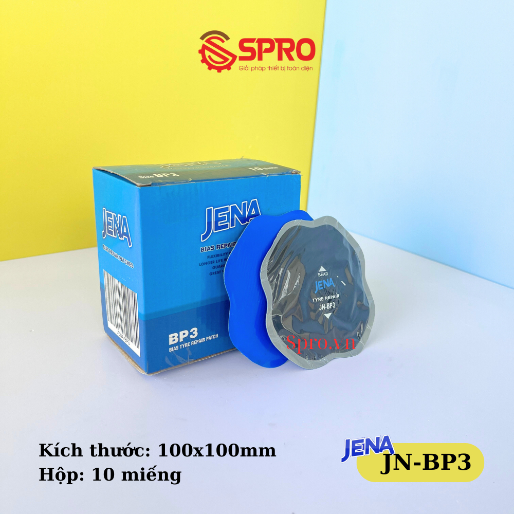 Miếng vá vỏ xe, miếng vá lốp xe Jena JN-BP3 - 100x100mm - 10 miếng/ Hộp