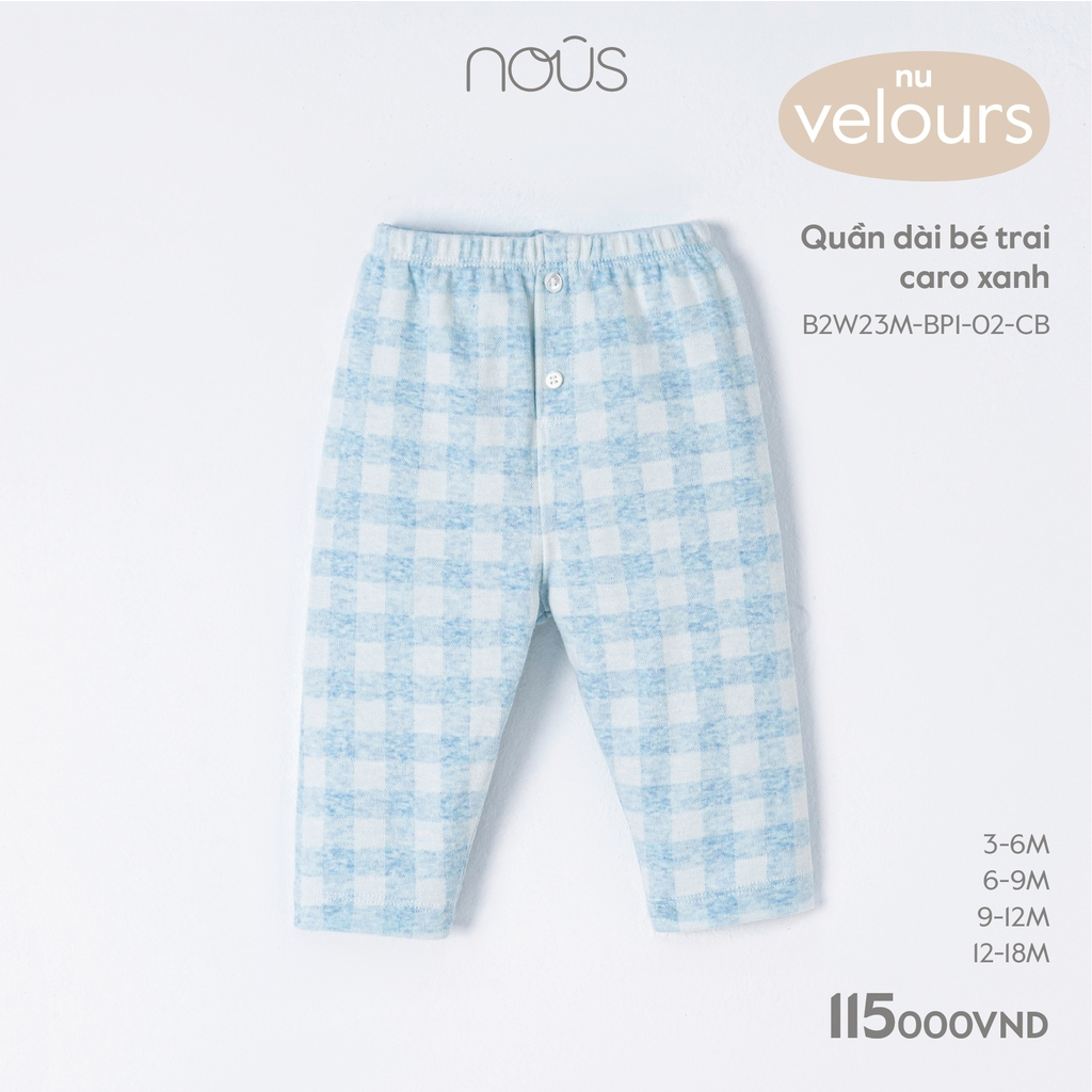 NOUS - Quần dài bé trai caro xanh - Nu Velours - 3M 6M 9M 12M - SS23.10