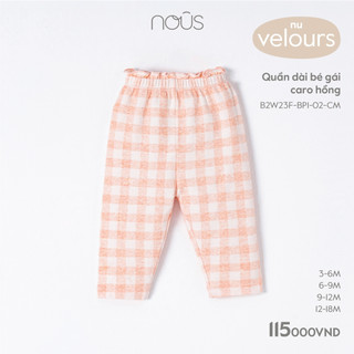 Nous - quần dài bé gái caro hồng - nu velours - 3m 6m 9m 12m - ss23.10 - zn327a