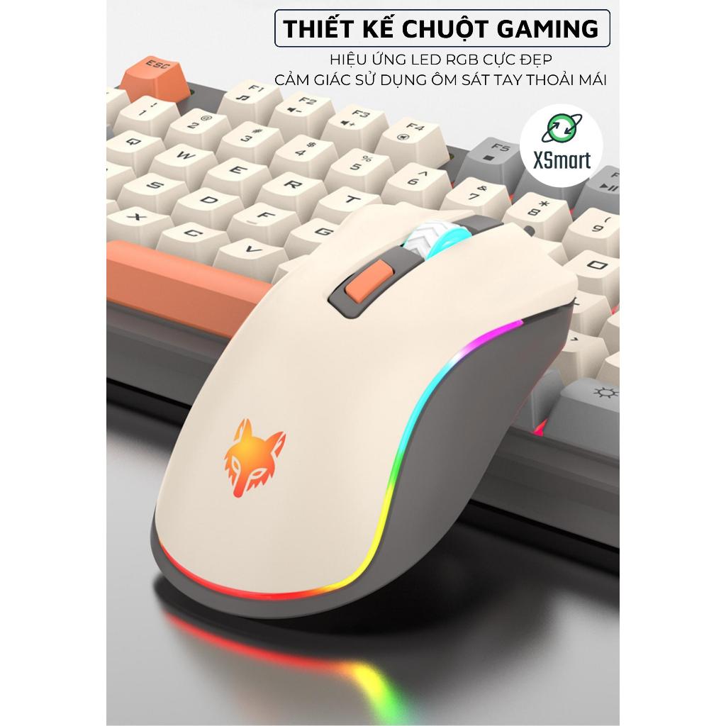 Bộ Bàn Phím Và Chuột Máy Tính Giả Cơ Gaming K820 XUNFOX LED 7 Màu Tích Hợp Núm Chỉnh Âm, Gõ Êm