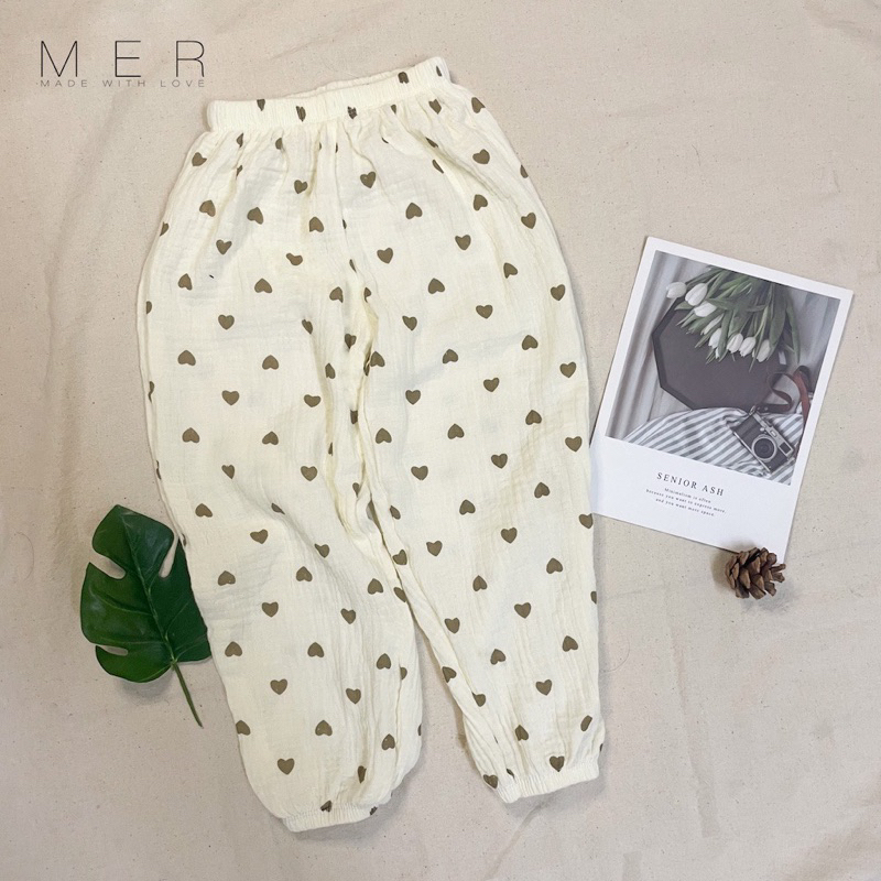 Quần Dài Hàn Quốc 100% Vải Xô Muslin Cho Bé Trai Bé Gái Trang Xô Kids