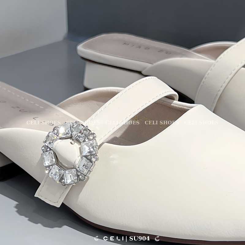 Giày sục nữ Celi Shoes 2p gót vuông da trơn SU904