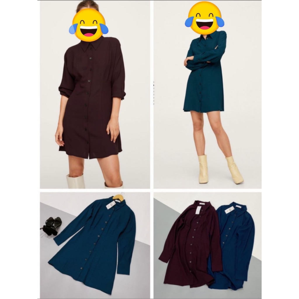 Váy đầm M N G cổ sơ mi xuất dư xịn