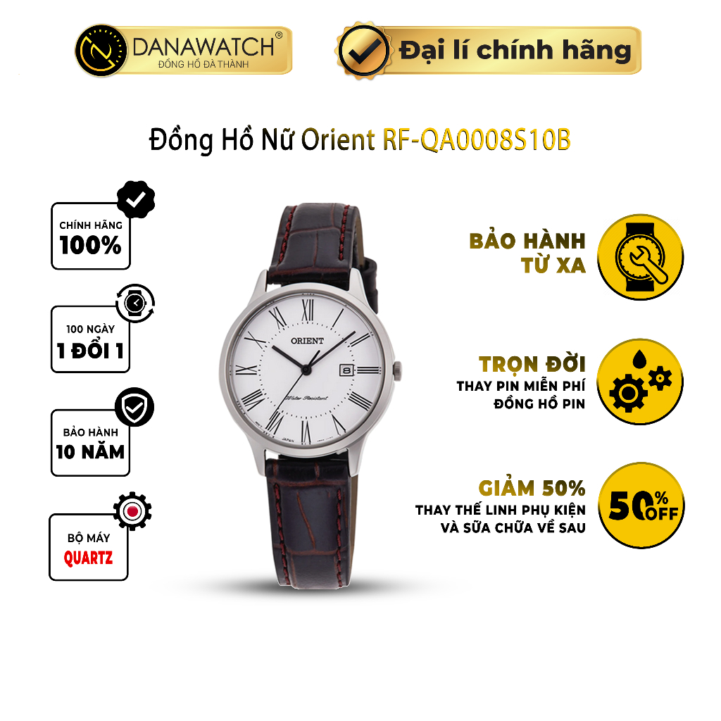 Đồng hồ nữ Orient RF-QA0008S10B thiết kế tối giản mặt đồng hồ trắng kết hợp bộ kim đen tinh tế nhẹ nhàng