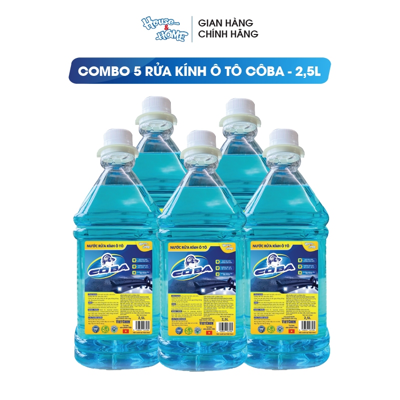Combo 5 nước rửa kính ô tô House & Home CôBa chai 2,5L