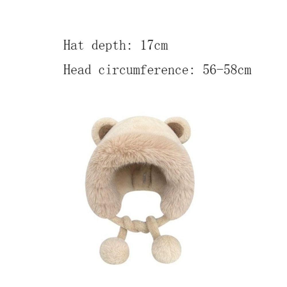 Mũ Len Lông Cừu Dày Dặn Bảo Vệ Tai Họa Tiết Gấu Dễ Thương Dành Cho Nữ