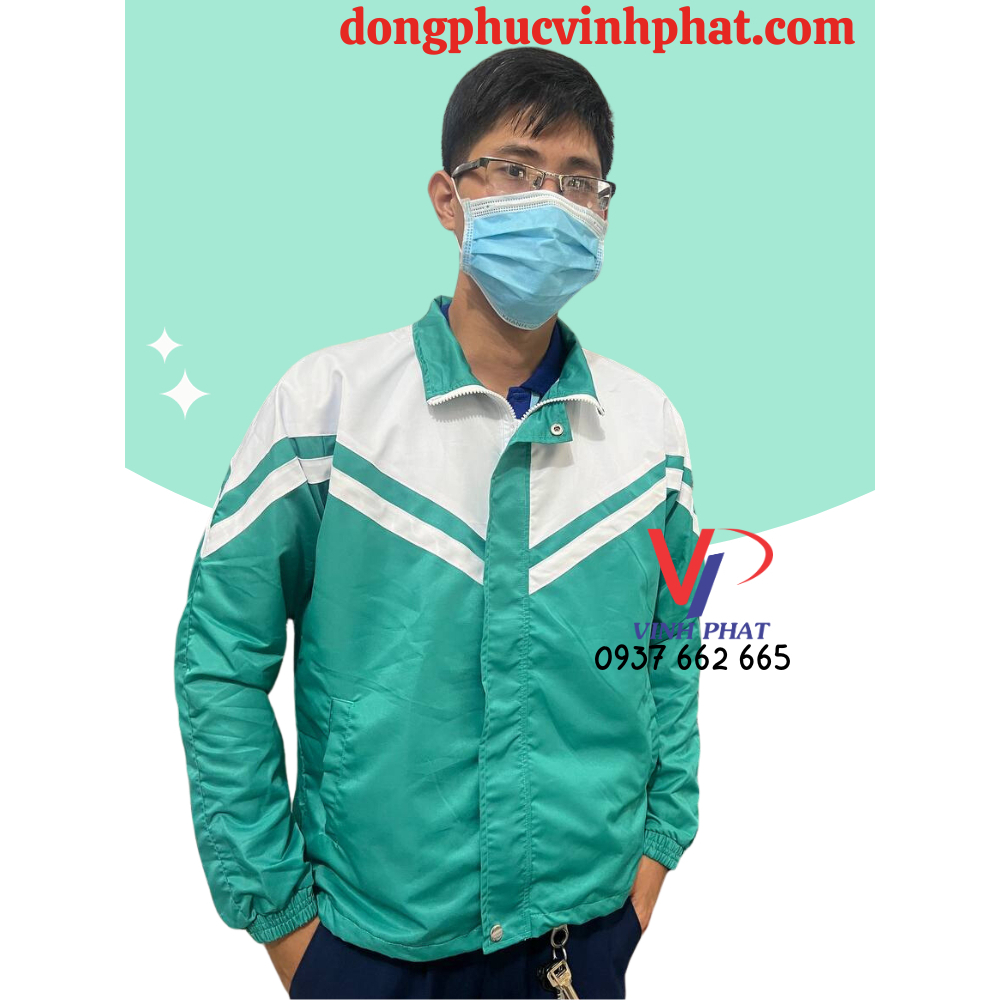 Áo Khoác Mùa Đông Dành Cho Học Sinh-Vải Micro Trắng Phối Xanh Chống Thấm Cao Cấp-Hình Thật