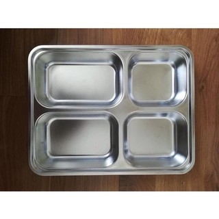 Khay cơm cạn inox 4 ngăn - đồng giá 10k