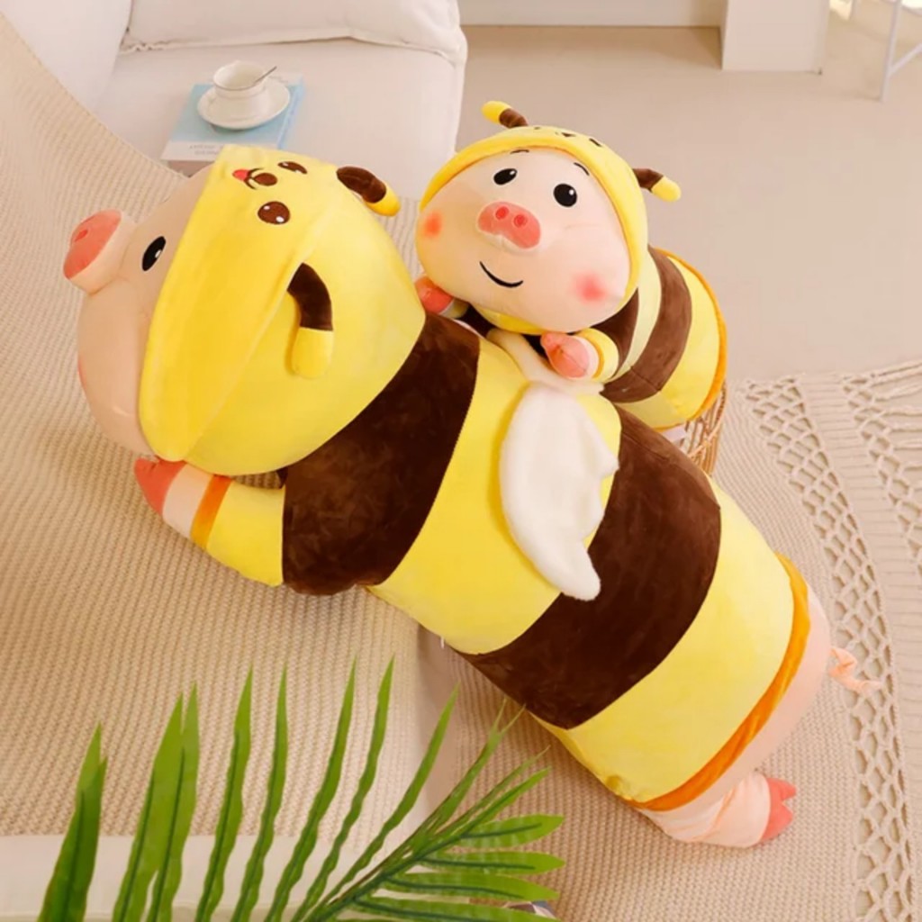 Gấu bông heo ong dễ thương . gối ôm ngủ dễ thương heo ong