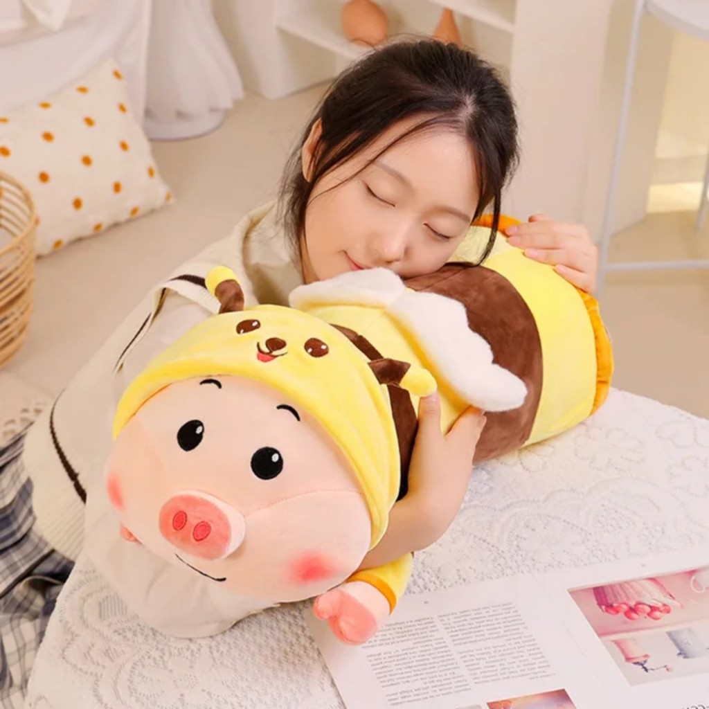 Gấu bông heo ong dễ thương . gối ôm ngủ dễ thương heo ong