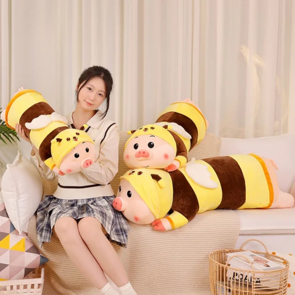 Gấu bông heo ong dễ thương . gối ôm ngủ dễ thương heo ong