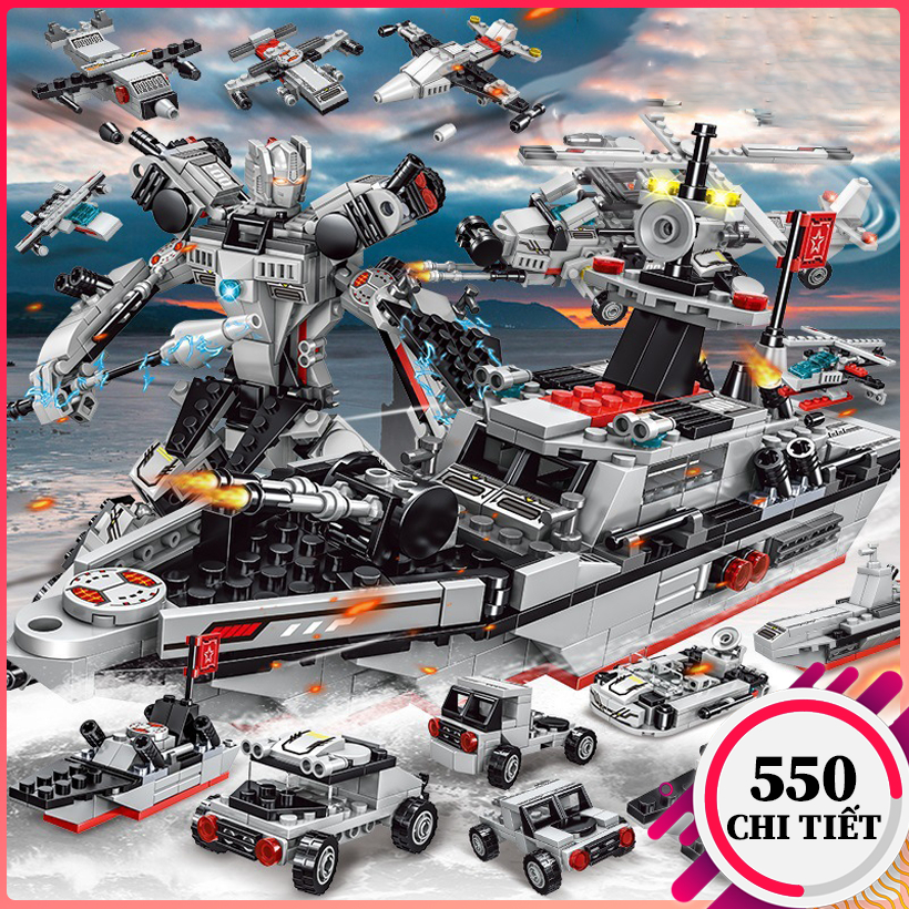 Bộ đồ chơi lego Tàu Chiến Hạm 550 CT, Đồ chơi lắp ráp Thủy Quân Lục Chiến, robot biến hình cho bé