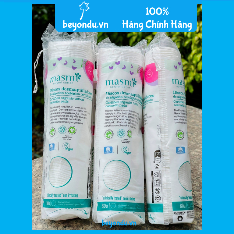 Bông tẩy trang hữu cơ Masmi (80 miếng) - Organic Cotton Cosmetic Pads