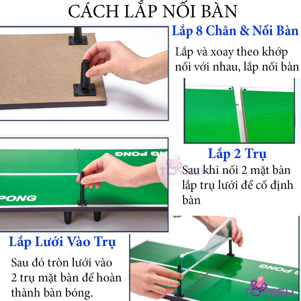 Bóng bàn gỗ mini cho bé vui chơi kèm bóng và tay vợt từ 6 tuổi - Quà tặng sinh nhật