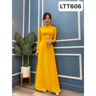 Bộ áo dài lụa nhật trơn đính ngọc