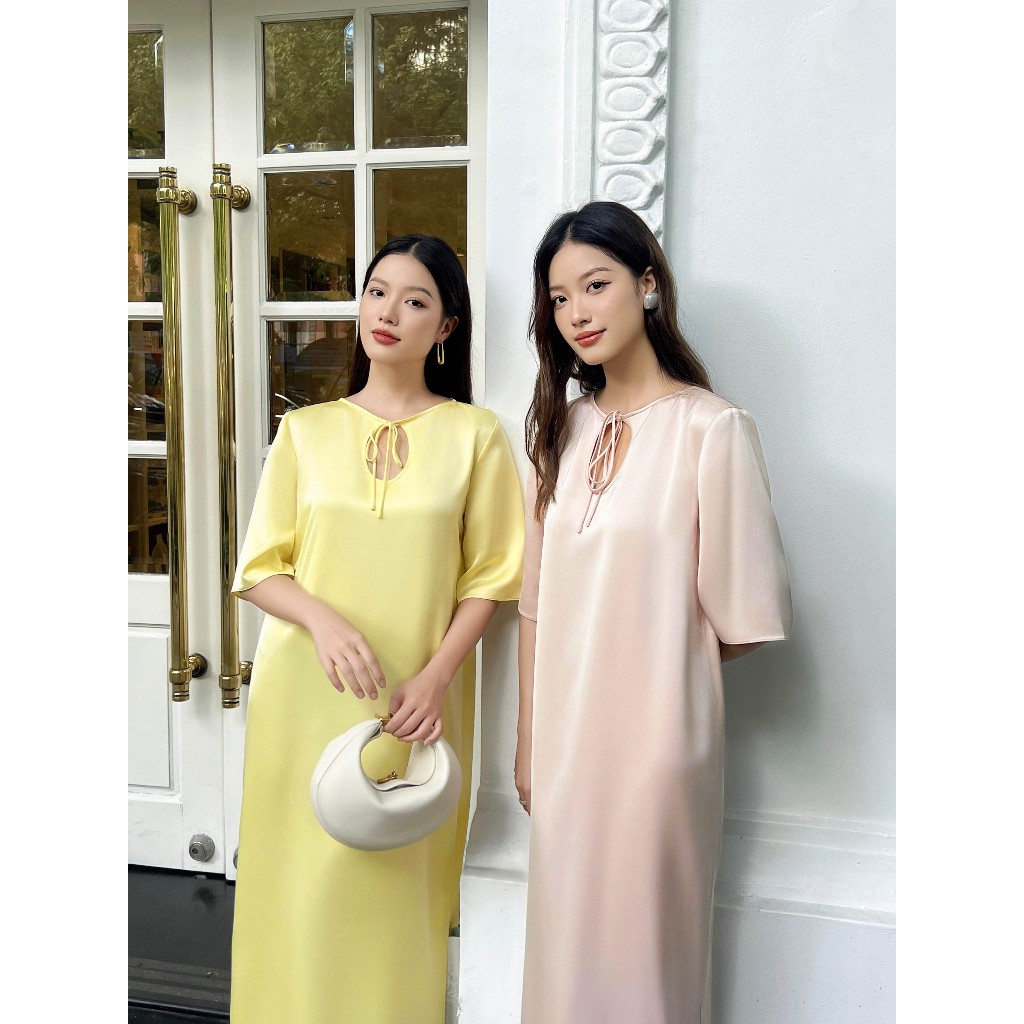 Đầm lụa khoét giọt nước Mauve Eggie dress