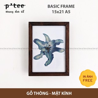 Khung hình gỗ vintage - Size A5 15x21 - Khung hình mặt kính để bàn treo tường màu nâu gỗ - Picture Frame - Tiệm Khung PT