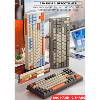 Bàn Phím Không Dây Bluetooth PIN Sạc M87 LED giả cơ Dùng Cho Máy Tính Laptop