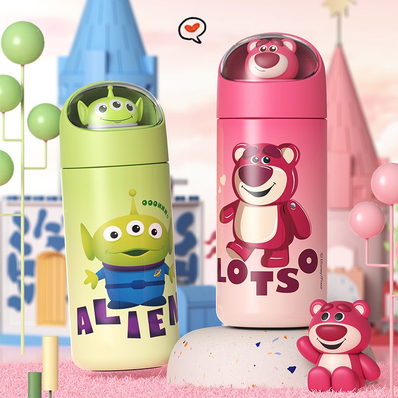 Bình đựng nước thép không gỉ Gấu dâu Lotso chính hãng dung tích 350ml