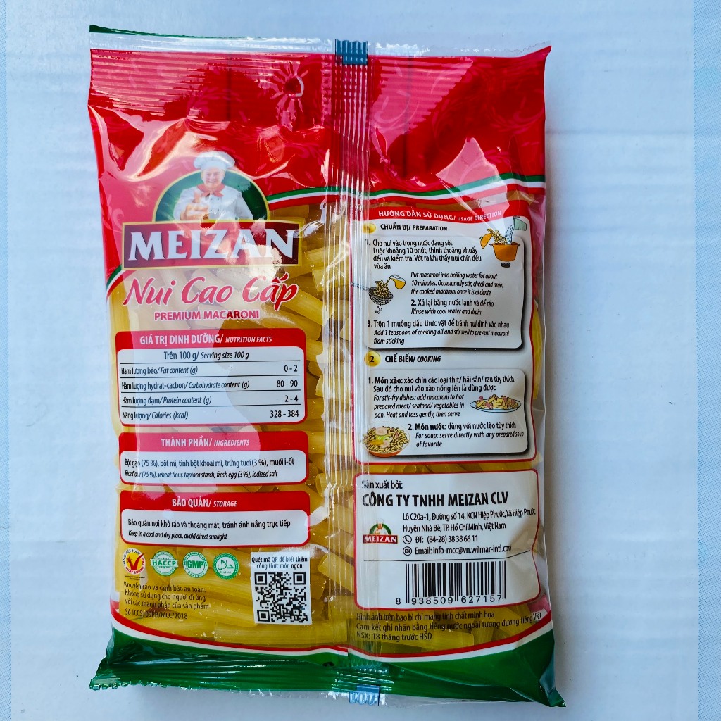 Nui meizan cao cấp ống dài gói 200g