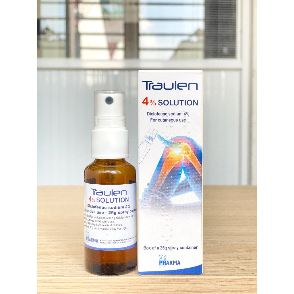 Chai xịt Traulen 4% Solution 25g giảm đau vai, đau cơ, đau khớp, bầm tím, bong gân, căng cơ