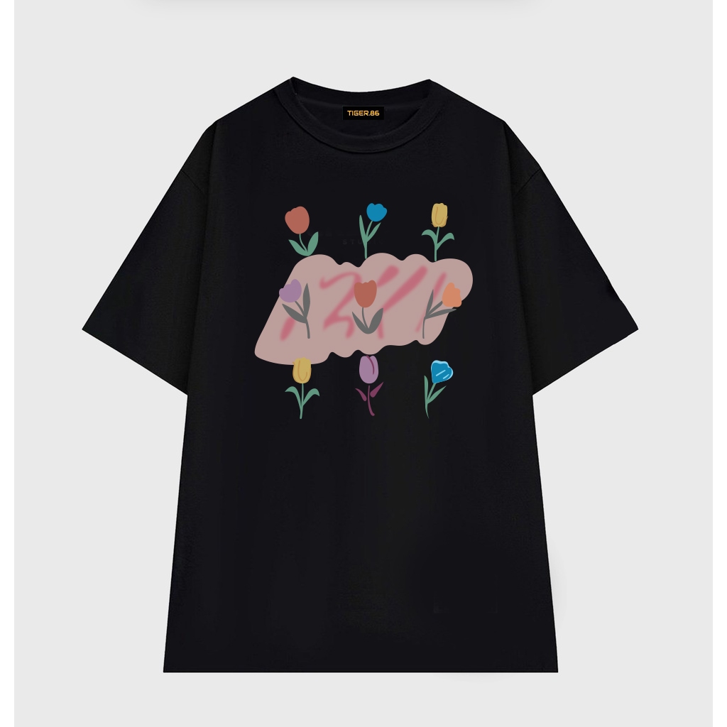 Áo thun tay lỡ form rộng unisex Tiger.86 in hình hoa B47
