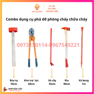 Combo dụng cụ phá dỡ phòng cháy chữa cháy, bộ dụng cụ 5 món gồm búa, rìu, xà beng, xà cầy, chất lượng thép tốt